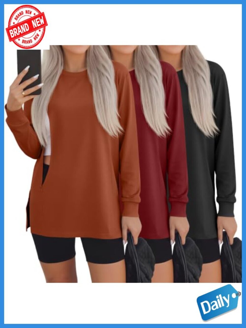 Nursing Tops for Breastfeeding 3 Pack Long Sleeve Maternity